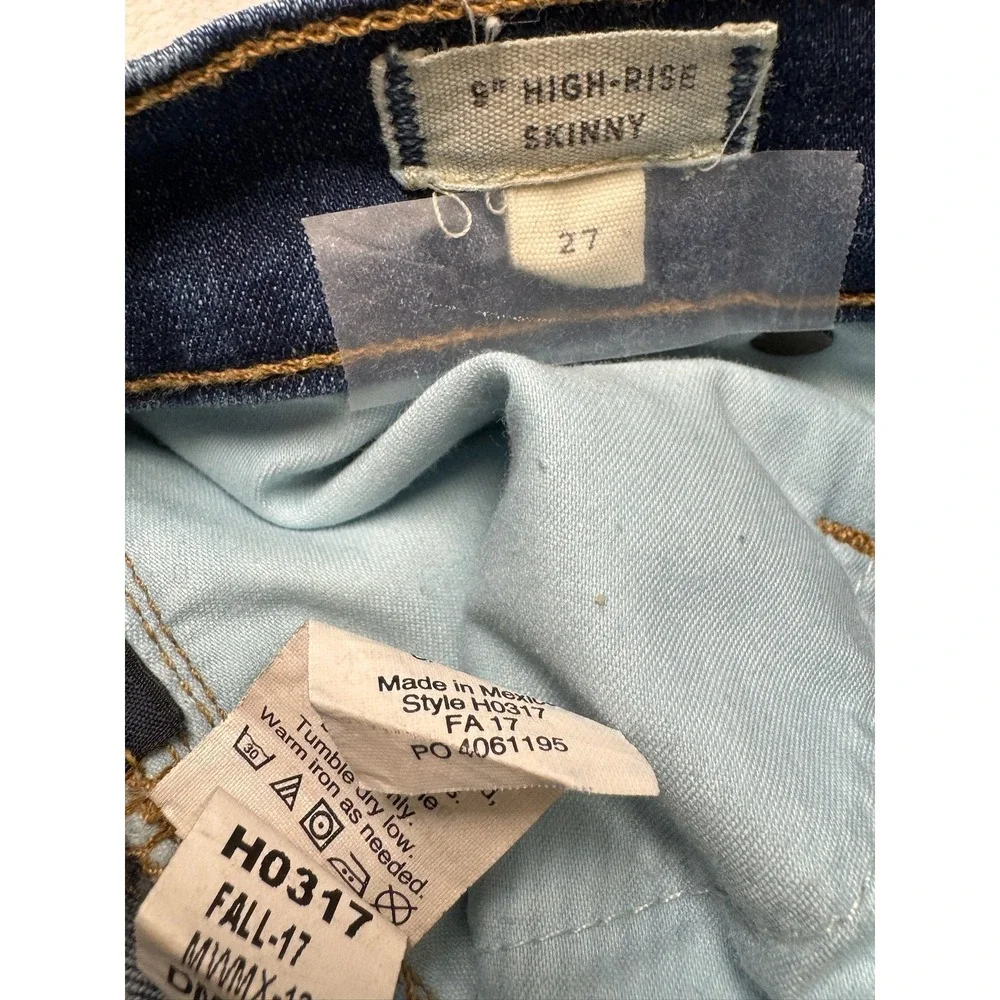 Madewell High Rise Skinny Jeans Distressed Raw Hem Dark Wash H0317 Womens 27